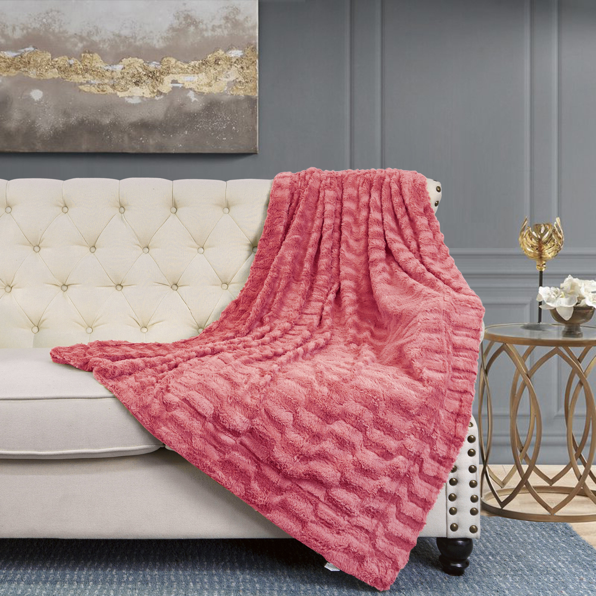 BOON Throw & Blanket Jeté en fausse fourrure Saga et avis Wayfair Canada
