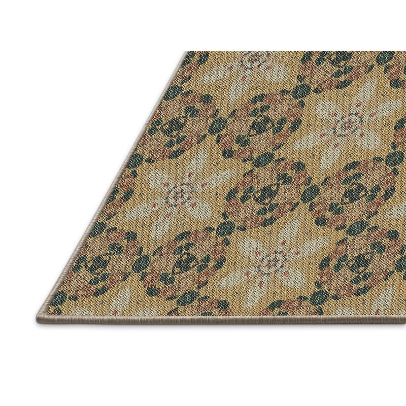 Tapis beige/bleu à motifs Portico, Rectangle 7 pi x 10 pi