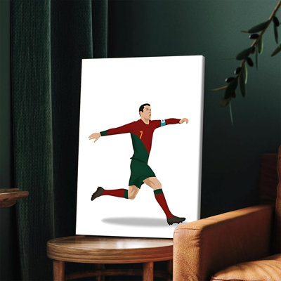 1 PC, art mural, affiches encadrées, Cristiano Ronaldo, célébration de l'équipe nationale du Portugal, action, toile d'art, décoration murale pour les amateurs de football, salon, chambre à coucher, sports, décoration, impression d'art moderne