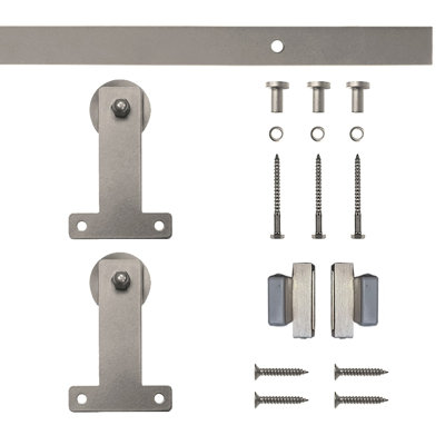 Front Mount Mini Standard Single Track Barn Door Hardware Kit (Door Not Included)