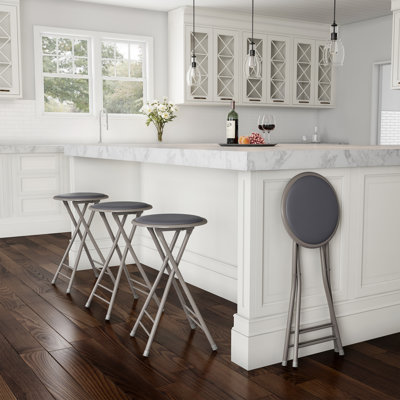 Tabouret pliant sans dossier 24 po Lavish Home avec capacité de 225 lb (ensemble de 4, gris)