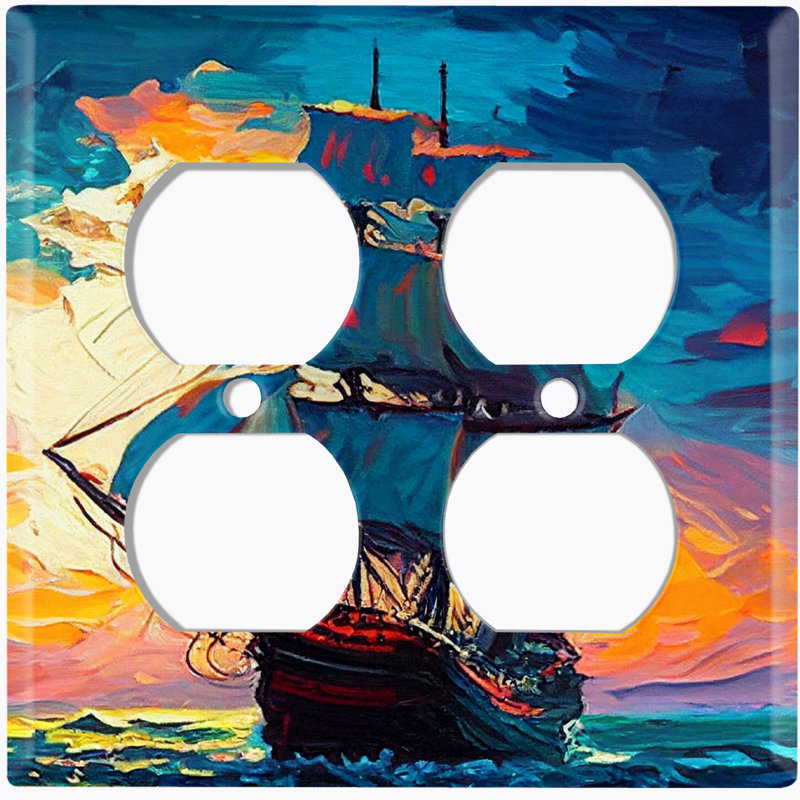Plaque murale rustique à 2 prises pour bateau Rustic Sea Ship Boat