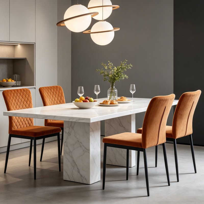 Modern Velvet/Suede Armless Dining Chair High Back with Diamond Tufting , Velvet Orange
