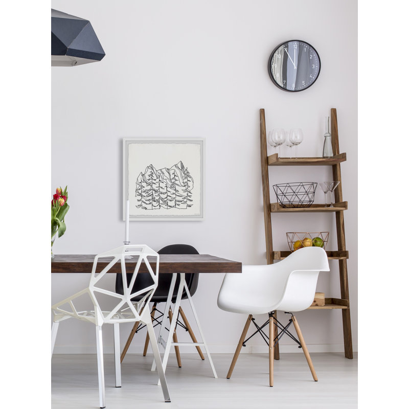 Mountains Outline - Single Picture Frame Print, 41cm H x 41cm W x 3.81cm D