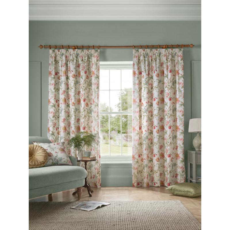 ROSALIND PALE CRANBERRY PENCIL PLEAT CURTAIN, 88X90