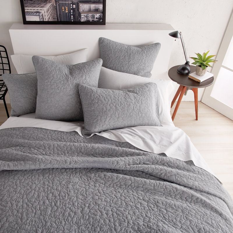 Taie décorative 100% coton moucheté, Gris, Européen