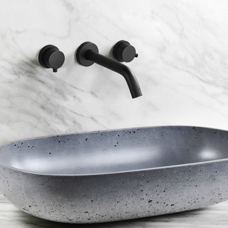 Wall 2-handle Bathroom Faucet, Matte Black