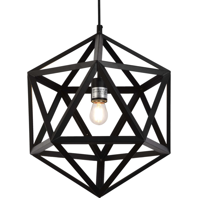 1-Light Black Island Geometric Pendant Light