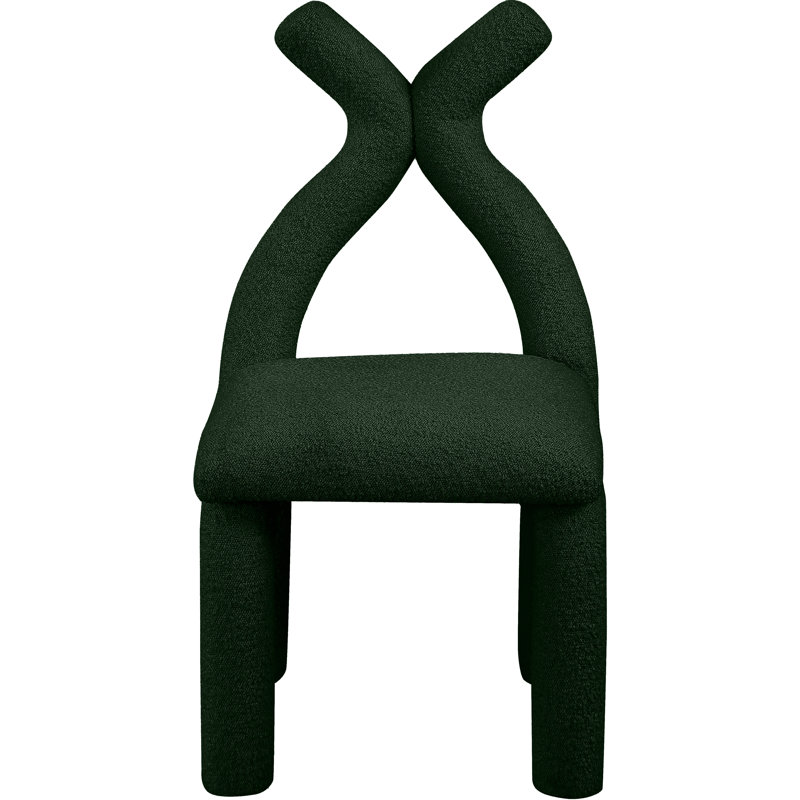 Xena Upholstered Side Chair, Green Boucle Fabric