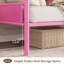 Lit de jour simple en métal robuste avec support en lattes d'acier, canapé-lit rose-129208428-129208425