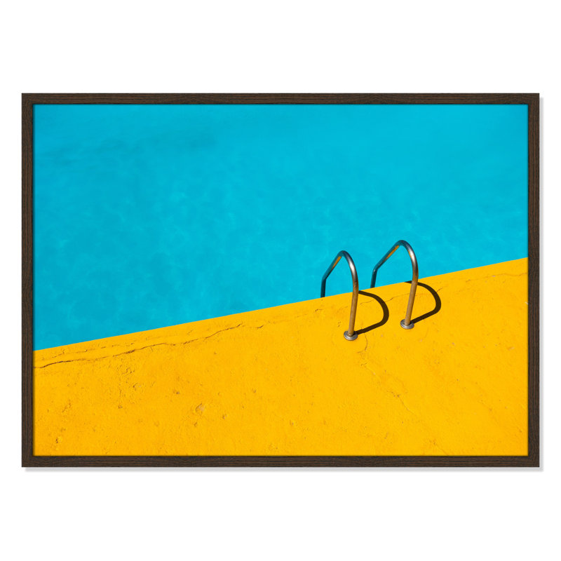 Retro Pool Oasis Print by Etienne Girardet, Pas de tapis, Cadre mince noir, H 13 po x l 15 po x P 0,75 po