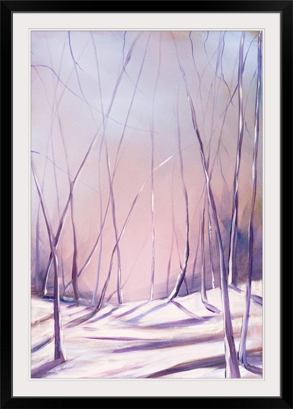 «Christmas Art Lilac Snowfall» par Circle Art Group, reproduction d'art, H 26 po x l 20 po x P 1 po, Cadre noir