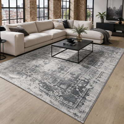 Netline Home Dawn Patina Silver Grey Vintage Washable Rug