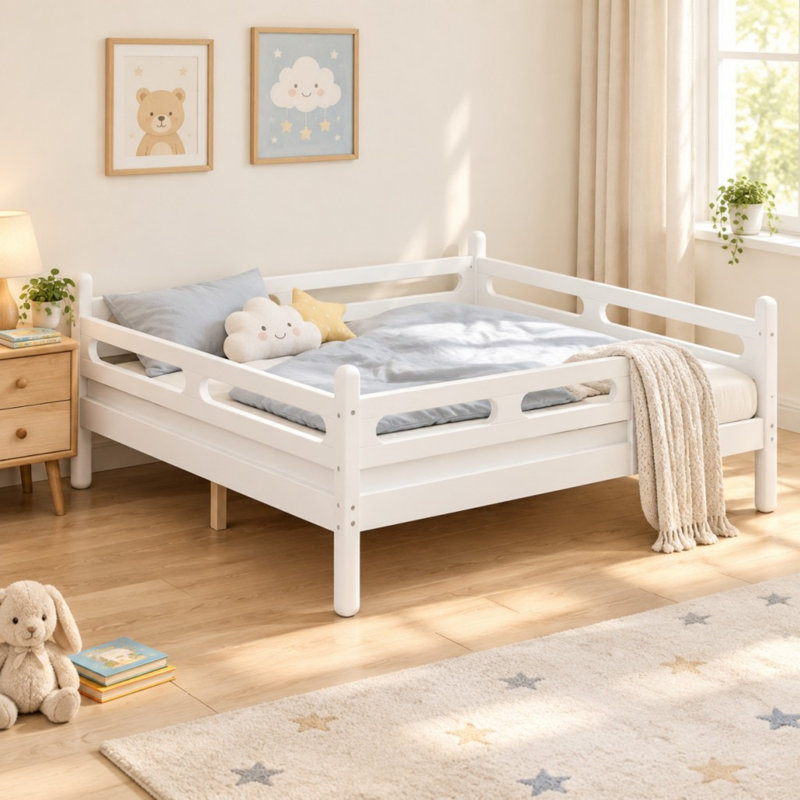 Cadre de lit pour enfant pleine grandeur, Blanc
