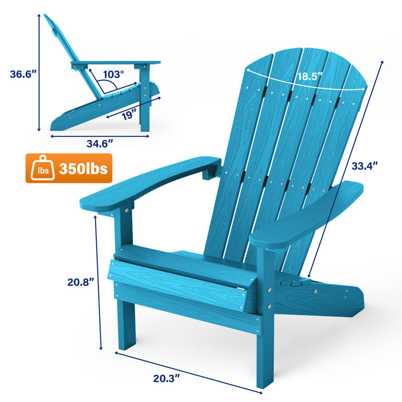 Chaise Adirondack en plastique, chaises d'extérieur toutes saisons pour la pelouse, le jardin, le foyer et la cour
