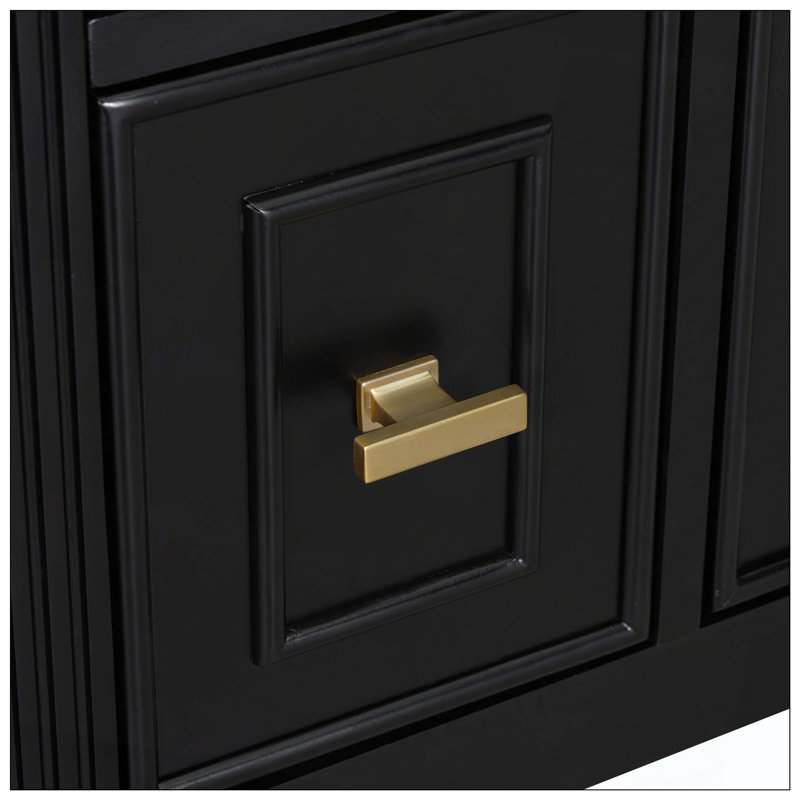 Tablette de meuble-lavabo autoportant avec lavabo et tiroir standard, Noir