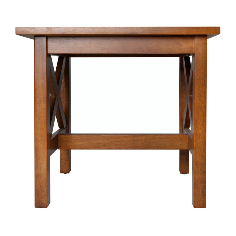 Table de bout en bois massif de style campagnard Cudahy, Brun, Brun