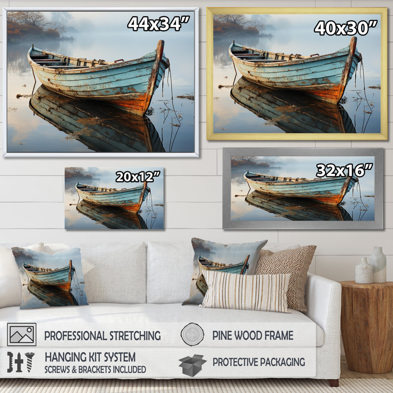 Hadenson Boat Serene Waterscapes I - Print, Gold Floater Framed, 30" H x 40" W x 1.5" D