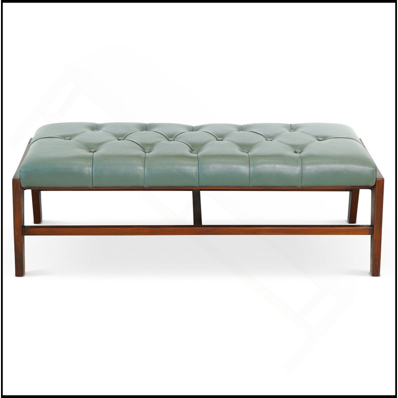 Banc avec boutons (cuir vert)