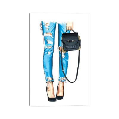 Ripped Jeans & Bag by Elza Fouche - Print on Canvas