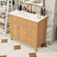 Meuble-lavabo avec lavabo en céramique, 4 tiroirs à fermeture en douceur et armoire de rangement