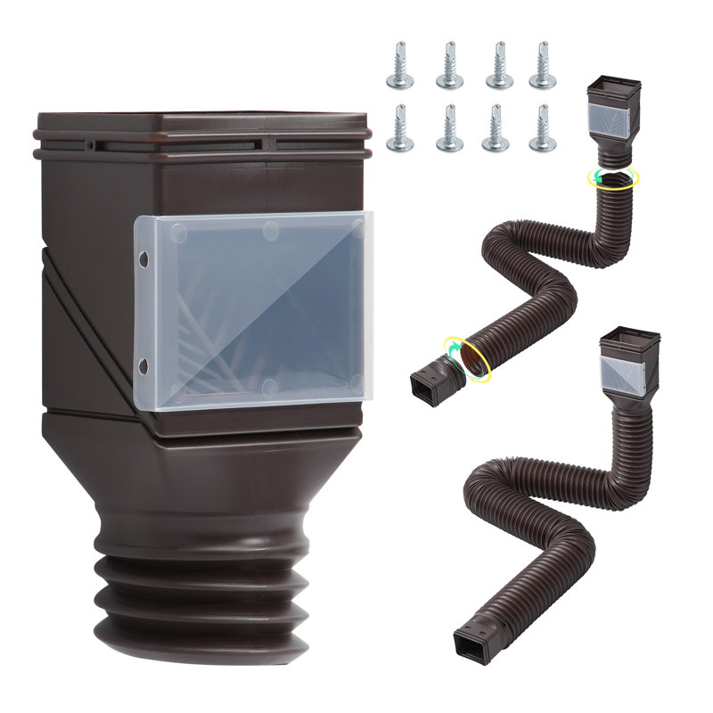 Paquet de 2 extensions de gouttière de pluie flexible avec filtre visuel, extensible jusqu'à 63 pouces, brun