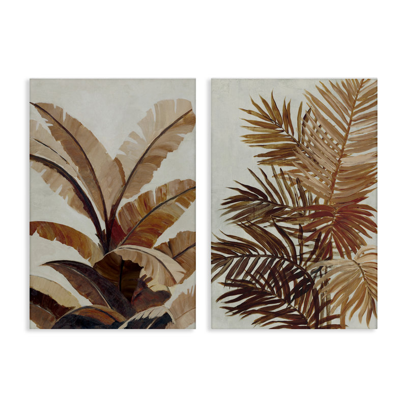  "Brown Tropical Palm Plants", ensemble de 2 toiles d'art par Jacob Q, H 24 po x l 16 po