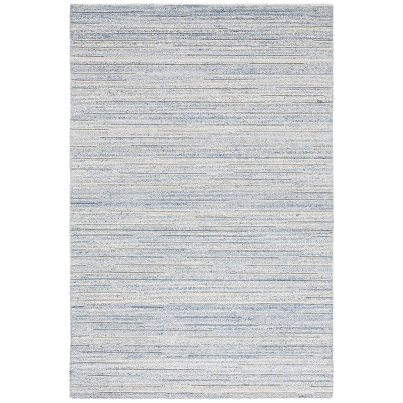 Natura 461 Hand Woven Wool/Cotton No Pattern Rug in Blue, Runner 2'3" x 8'