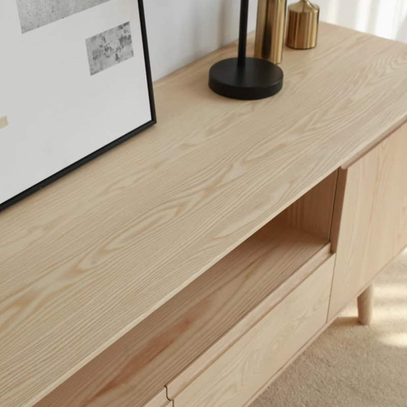 Meuble télé en bois massif au design minimaliste, H 23,62 po x L 62,99 po x l 17,71 po