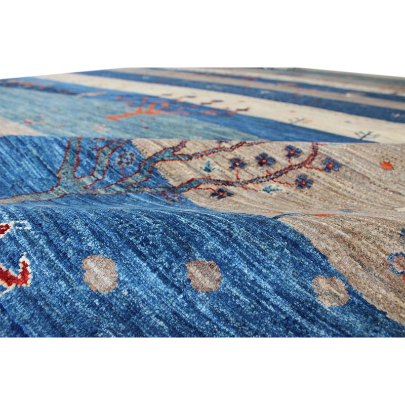 One-of-a-Kind High-Quality Hand-Knotted Blue/White Area Rug