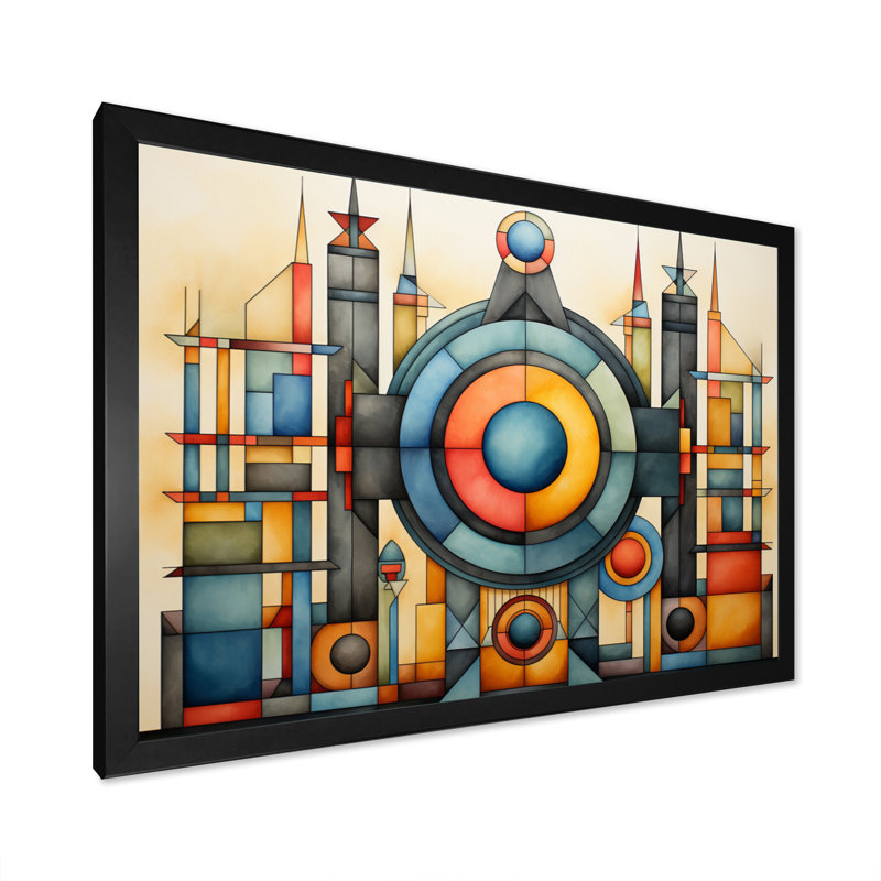 " African Ndebele Patterns ", 30" H x 40" W x 1.5" D, Black Single Picture Framed