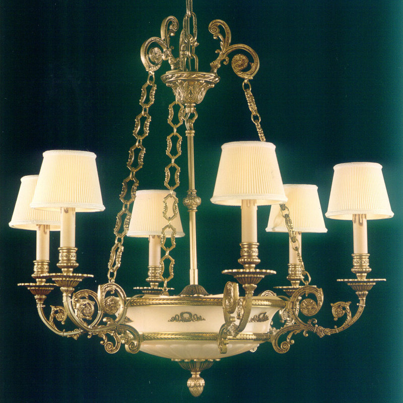 Debord 8 - Light Shaded Chandelier, French Gold, Yes