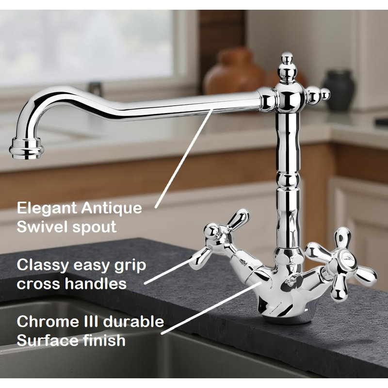 Baroc Twin Lever Monobloc Tap, Chrome