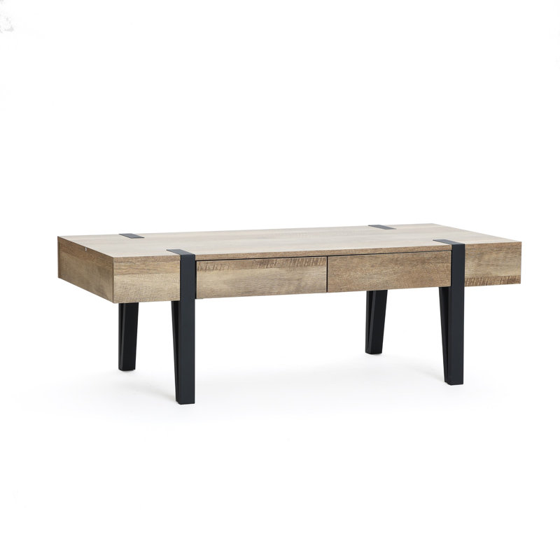 47.4'' W Mid-Century Modern Coffee Table with 2-Drawer Storage