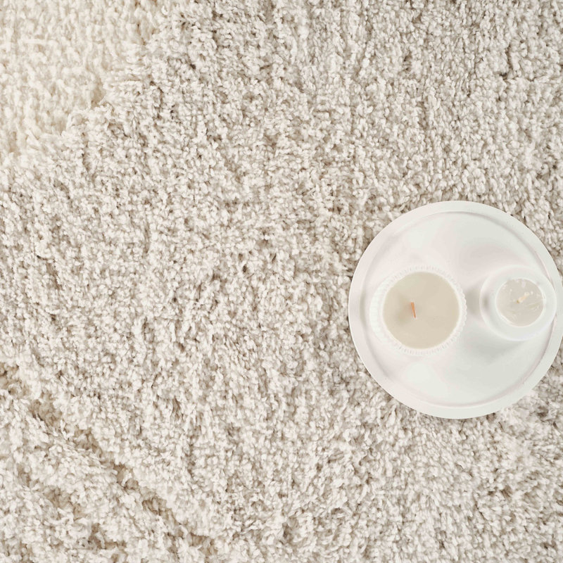 Abani Rugs GLE100A Abstract Circle Shag Cream Area Rug, Rectangle 6' x 9'