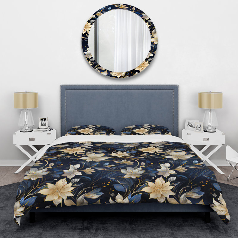 Ensemble de housse de couette floral en polyester microfibre Mailili Midnight Mirage Moody