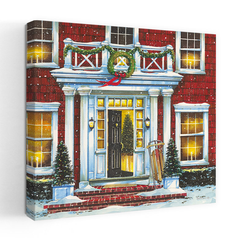 Décoration de Noël abstraite, art contemporain de l'hiver, 36" H x 36" W
