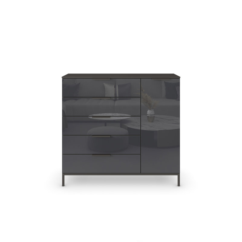 Flipp 5 - Drawer Chest of Drawers, Graphite/Glass Basalt