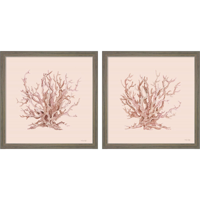 «Pink Coral» par Cindy Jacobs, art encadré (ensemble de 2)