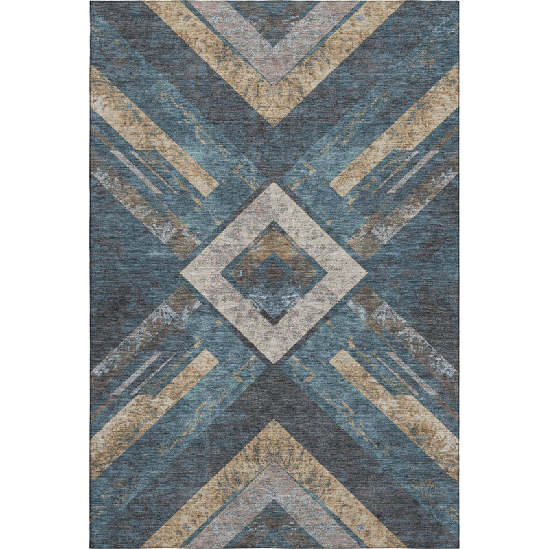 Premium Machine Washable Millbrook AMF1955 Geometric Rug, Rectangle 10' x 14'