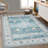 9x12 Vintage Area Rug Machine Washable Distressed Non-Slip Low Pile Stain-Resistant No-Shedding Easy-Clean Dining Accent Rug Green