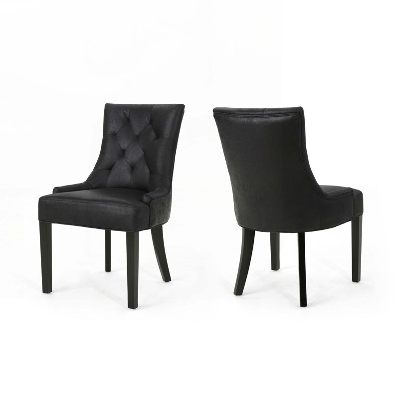 1'' H Tufted Upholstered Side Chair, Black