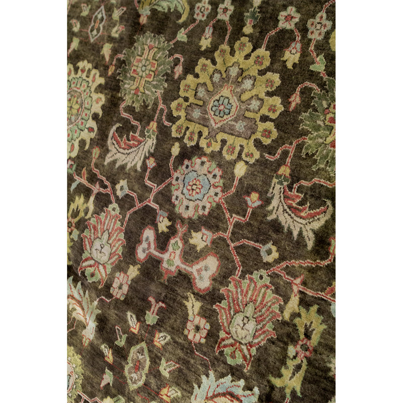 Wool Oriental Area Rug in Dark Gray/Khaki