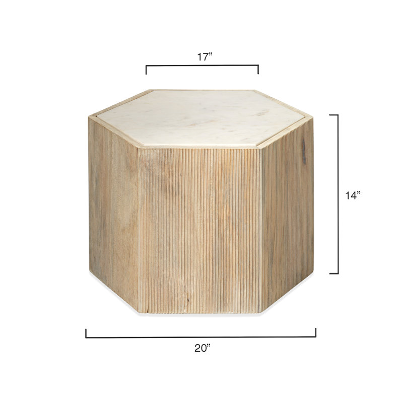 Tiney Marble End Table, 14" H x 20" W x 17" D