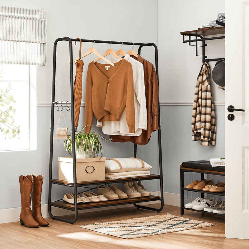 Aniyjah 100cm Adjustable Clothing Rack, Brown/Black