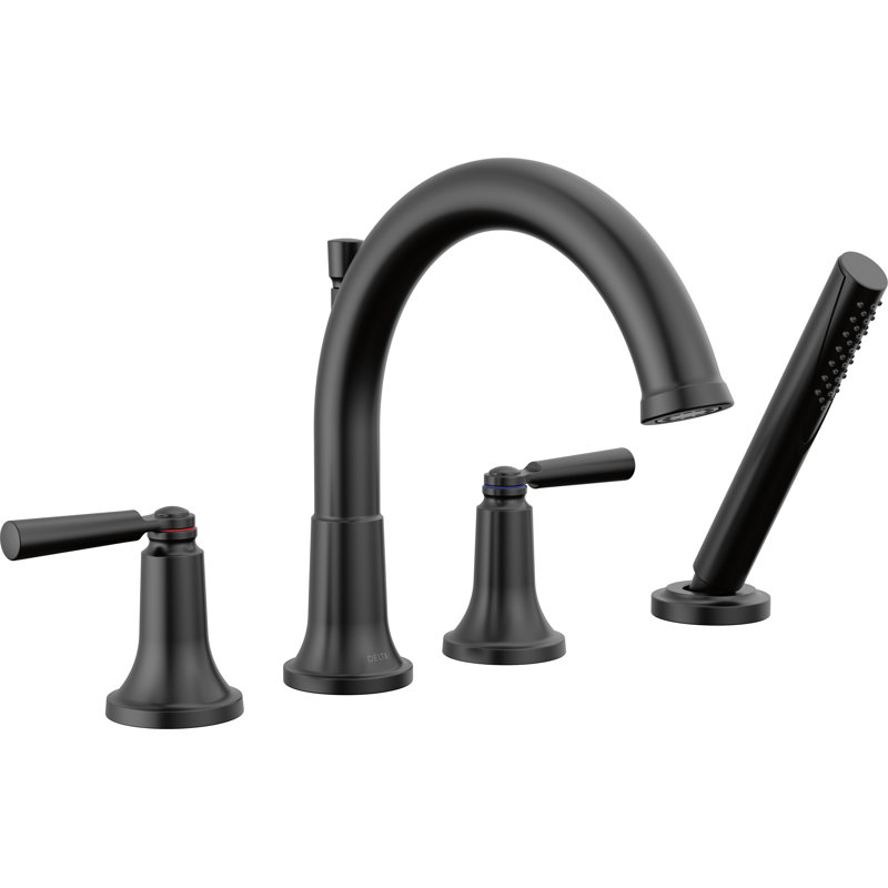 Garniture de baignoire romaine SAYLOR ™, Noir mat, Avec douche à main