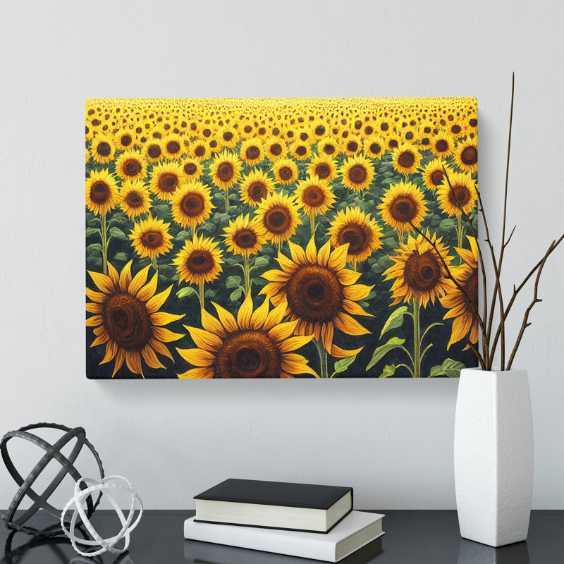 Dashing Sunflower Field - Wrapped Canvas Print, 50cm H x 76cm W x 3cm D