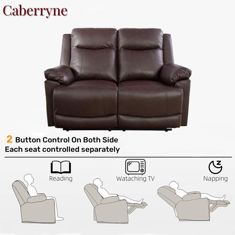 Aneley 59'' Faux Leather Reclining Loveseat, Brown