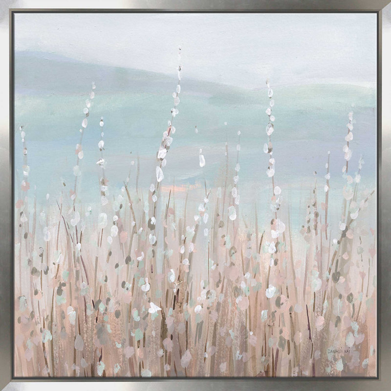 Coastal Morning Blooms - Peinture, L 21,5 po x H 21,5 po, Encadrement argenté