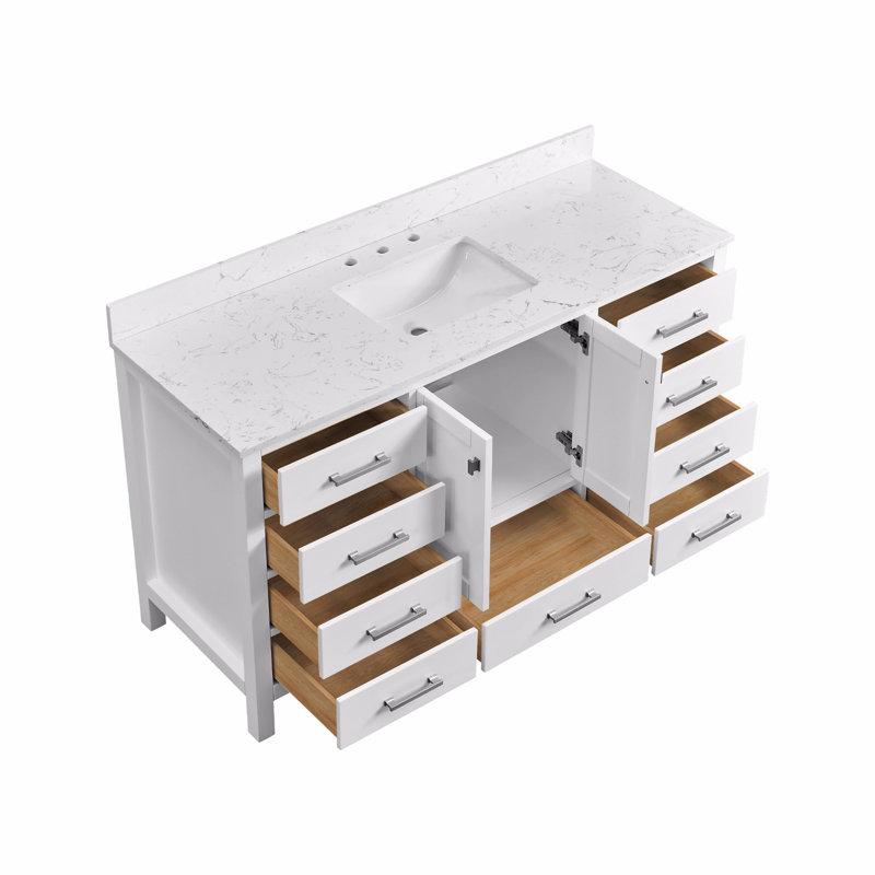 Meuble-lavabo autoportant avec comptoir simple en bois massif